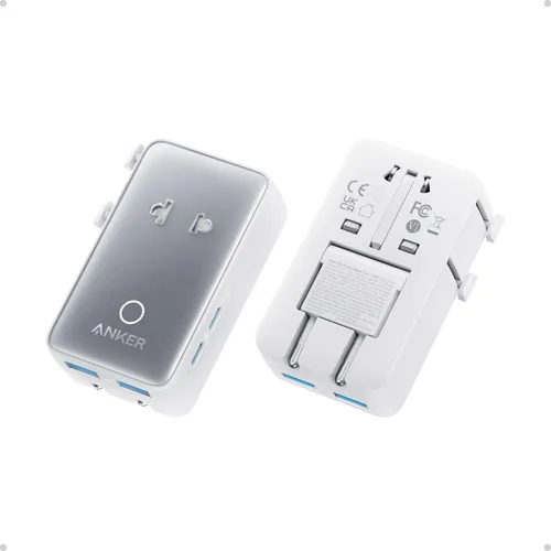 Vista 7 de Anker Adaptador de Viaje Nano, Adaptador de Corriente de 5 Puertos con 1 AC, 2 USB-A y 2 Puertos USB-C, Control Inteligente de Temperatura