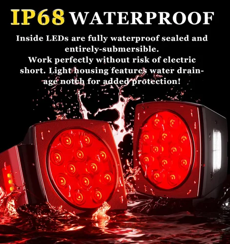Vista 9 de Kit de luz de remolque de 12 V con certificación DOT para barco, caravana, automóvil, fácil montaje con arnés de alambre, oblea LED, impermeable