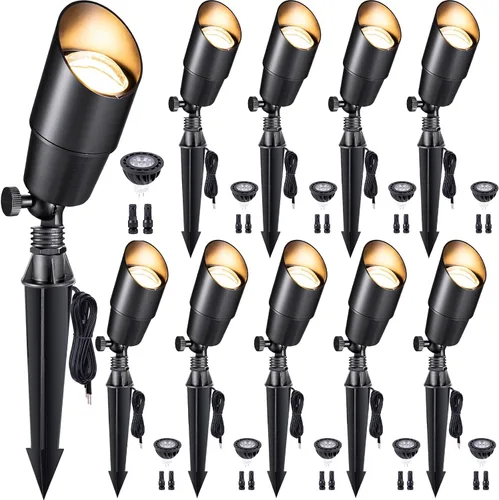 Vista 32 de Gardenreet Focos de Paisaje de Bajo Voltaje - Luz Ascendente LED de Latón para Exteriores 12V, Focos con Cable IP65 Impermeables, Bronce Antiguo