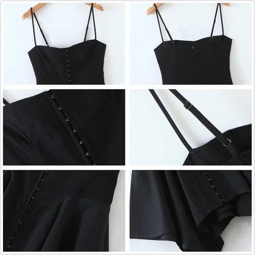Vista 6 de Vestido vintage de encaje para mujer, con tirantes delgados, estético, punk, grunge, vestido de hada, E-Girl, talla única