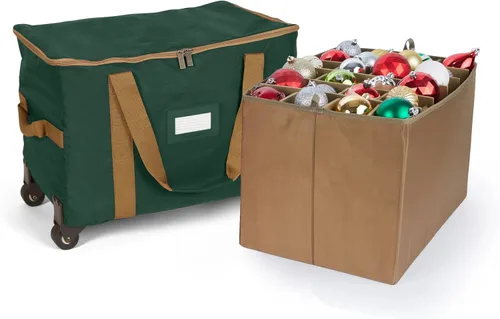 Vista 20 de Covermates Keepsakes Bolsa de almacenamiento ajustable para adornos, con asas de transporte, protección acolchada, ruedas dobles, almacenamiento