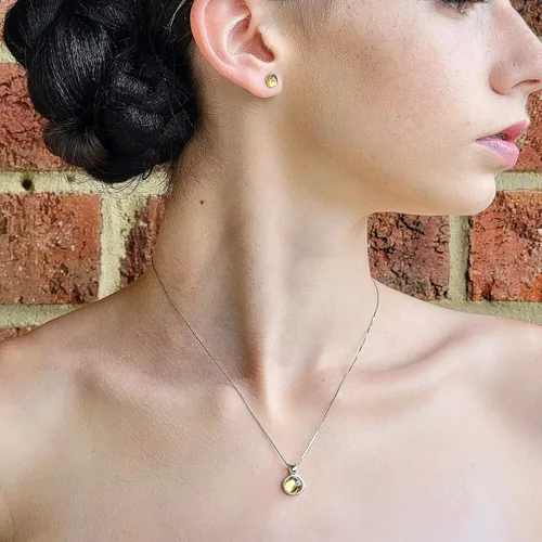 Vista 69 de Pendientes naturales de 0.236 in con chapado en oro blanco sobre plata de ley, bisel cabujón de piedras preciosas regalo de joyería para ella