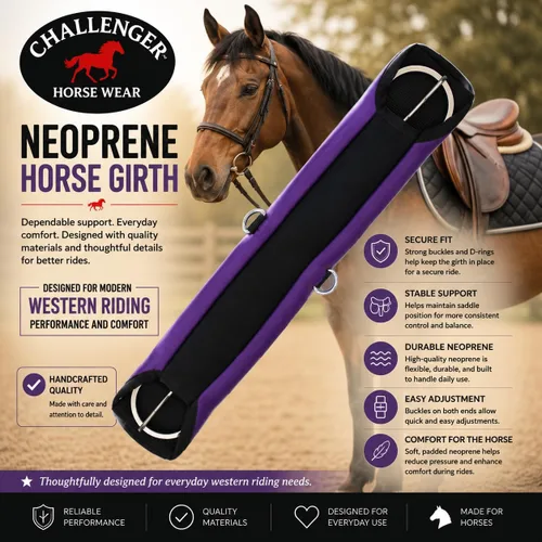 Vista 3 de Horse Soft Padded Neoprene Purple Western Riding Saddle Cinch 9727