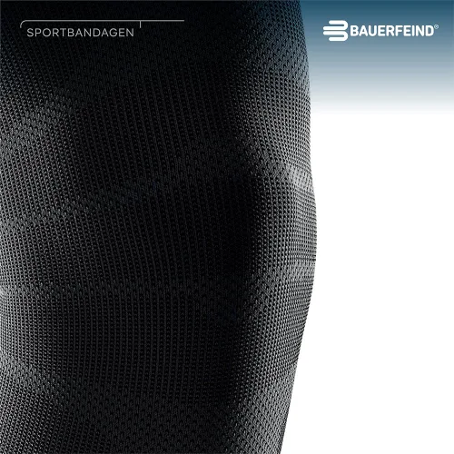 Vista 12 de Bauerfeind - Rodillera de compresión deportiva para rodillas NBA - Diseño ligero con zonas de agarre para alivio del dolor en la rodilla de Negro