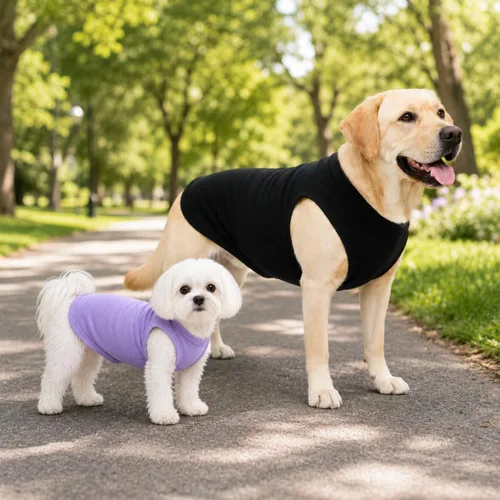 Vista 4 de Ropa para mascotas 2018, ropa para perros, camiseta en blanco, chalecos para perros pequeños, medianos y grandes, 100% algodón, chaleco de verano
