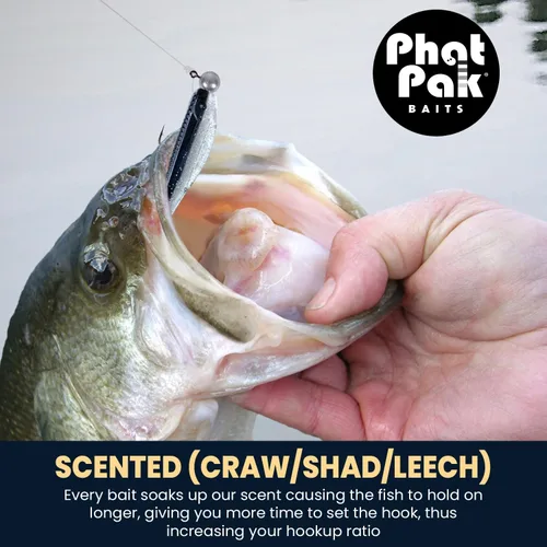Vista 2 de Phat Pak Baits - Micro Drunkin Shad Tiny Fluke Style LiveScope FFS Soft Jerkbait 2.5" 30ct Soft Plastic BFS Bass Fishing Lure