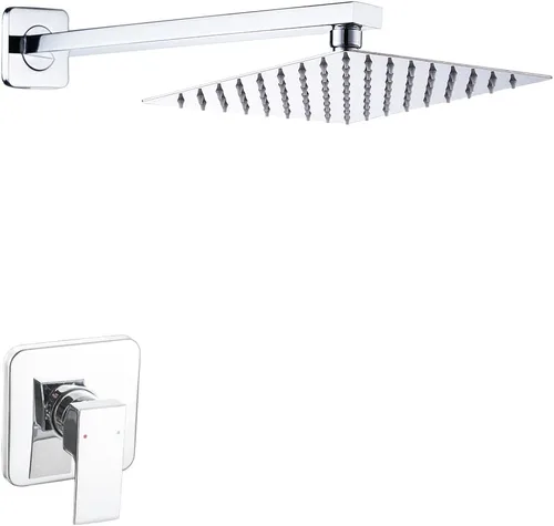Vista 12 de Sistema de Ducha de Oro Cepillado para Baño de Lujo con Mezclador de Lluvia, Conjunto Combinado de Ducha Montado en la Pared, Sistema de Cabezal