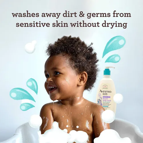 Vista 3 de Aveeno Kids Lavado Facial y Corporal para Piel Sensible con Extracto de Avena, 18 fl. oz con Crema en Gel Facial y Corporal Aveeno para Piel