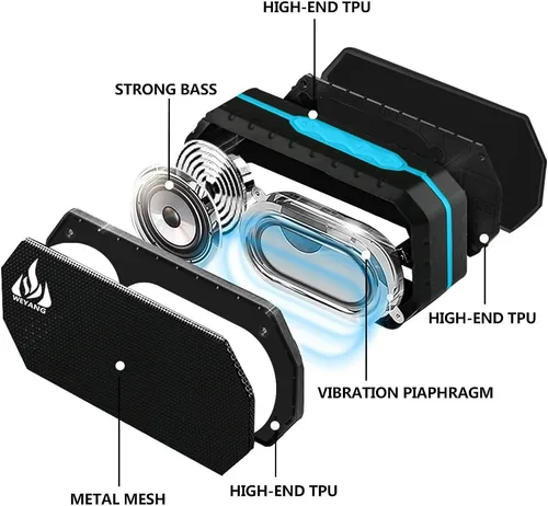 Vista 3 de WEYANG Altavoz Bluetooth portátil,Altavoz inalámbrico impermeable IP65,Altavoces Bluetooth al aire libre inalámbricos,Bluetooth 5.0,Construido