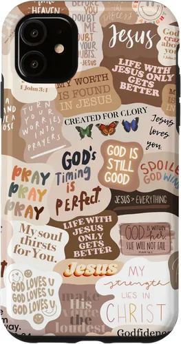 Vista 8 de Funda estética para iPhone 17 con frases positivas con versículos bíblicos cristianos