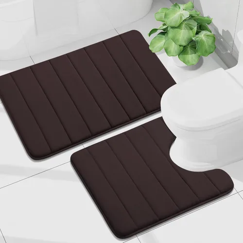 Vista 57 de Buganda Juego de 2 alfombras y tapetes de baño de espuma viscoelástica, lavables a máquina, suaves, antideslizantes, absorbentes, para baño, ducha
