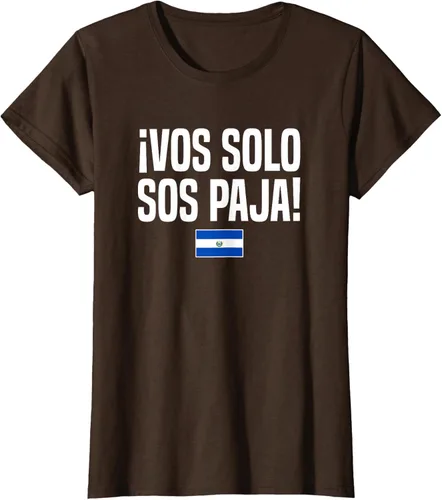 Vista 20 de Camiseta Vos Solo Sos Paja Salvadoran Slang Bandera de El Salvador, Negro