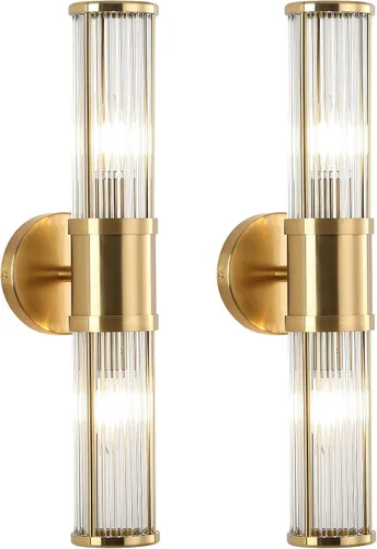 Vista 12 de Aplique de pared de níquel cepillado con varillas de vidrio, lámpara de tocador industrial moderna, base de candelabro E12 para baño, dormitorio