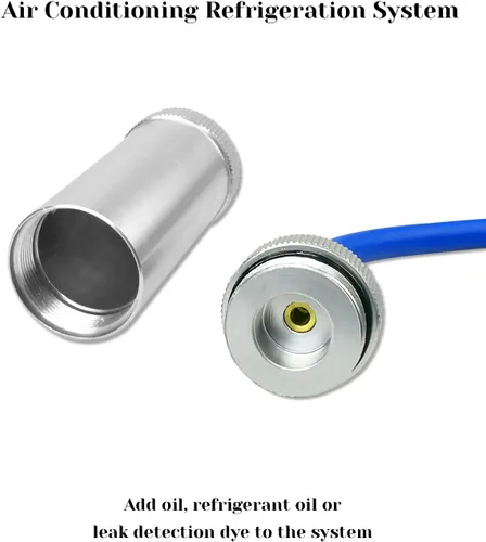 Vista 5 de Inyector de aceite y tinte para aire acondicionado R134A, kit de inyector de aceite para compresor con acoplador rápido de 2 OZ, herramienta HVAC