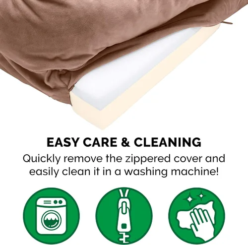 Vista 7 de Furhaven - Cama para mascotas de espuma viscoelástica para perros y gatos, cama para perros tipo sofá, comodidad perfecta, con ondas, de terciopelo