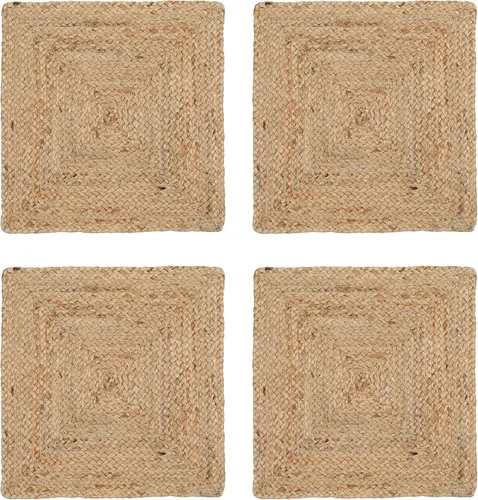 Vista 17 de Hausattire Juego de 4 manteles individuales tejidos - Azul, manteles individuales de yute boho rectangulares para mesa de cocina, mesa de comedor
