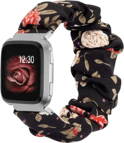 Vista 10 de TOYOUTHS Bandas Scrunchie compatibles con Fitbit Versa/Versa 2/Versa Lite Edición Especial para mujeres y hombres, linda correa de tela elástica