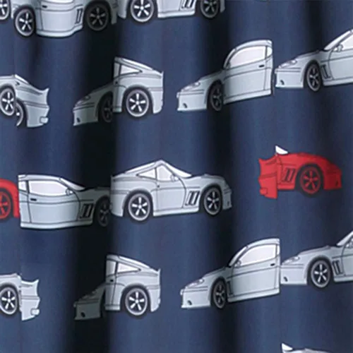 Vista 6 de Lush Decor Race Cars - Juego de cortinas para ventana con filtro de luz, 52 pulgadas de ancho x 63 pulgadas de largo, azul marino y rojo