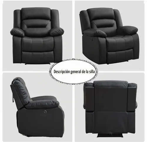 Vista 7 de EBELLO Silla reclinable eléctrica clásica, de piel sintética, silla reclinable eléctrica de gran tamaño con cojín suave y respaldo, sofá con cómodo