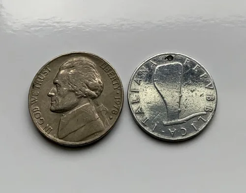 Vista 5 de 1953 Italy Italia 5 Lire coin pendant dolphin porpoise Rome Milan Florence Venice Verona Genoa Palermo Bologna Torino Napoli Cagliari San Gimignano