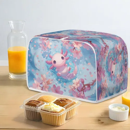 Vista 5 de Xoenoiee Axolotl - Cubierta para tostadoras con diseño de flor de cerezo, cubiertas para hacer pan, cubierta de polvo para electrodomésticos