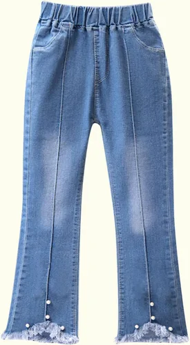 Vista 5 de Pantalones Vaqueros para niñas pequeñas, pantalones vaqueros largos de color sólido bonitos, pantalones vaqueros