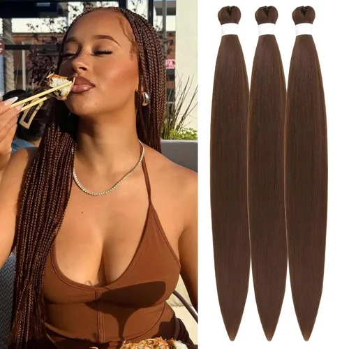 Vista 43 de Pelo corto negro trenzado preestirado de 14 pulgadas para trenzas sin nudos, pelo sintético 1B trenzado para trenzas Bob Box
