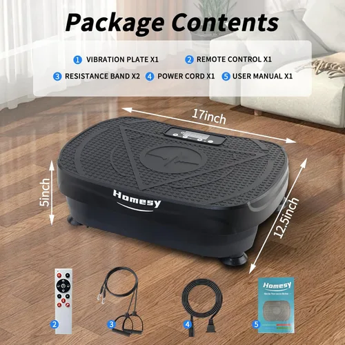 Vista 8 de Homesy Vibration Plate Exercise Machine, Vibrating Plate for Lymphatic Drainage, Full Body Shake Platform Board for Home Fitness and Fat Burning