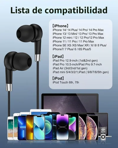 Vista 7 de Auriculares Lightning para iPhone, auriculares intraurales con cable Apple