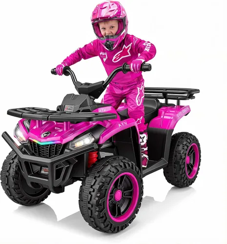 Vista 8 de Hikole 24V ATV 4 ruedas para niños 3-6, paseo eléctrico Quad, ruedas Negro