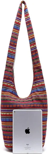 Vista 5 de KARRESLY - Bolso bandolera de algodón bohemio, estilo hippie, hecho a mano