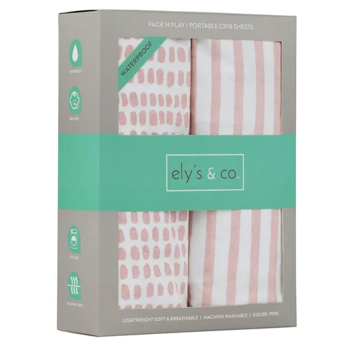 Vista 8 de Ely's & Co. Funda impermeable para cambiador, juego de 2 sábanas para bebé, 100 % algodón, sábanas de algodón de punto jersey con forro impermeable