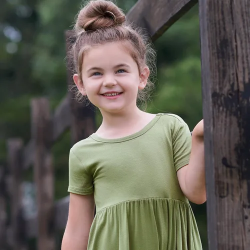 Vista 3 de Gerber Vestido de manga corta con viscosa hecho con eucalipto para bebé y niña pequeña