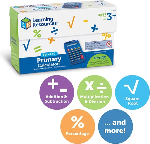 Vista 5 de Learning Resources Calculadora primaria - Calculadoras básicas solares y alimentadas por batería para estudiantes, enseñar operaciones básicas
