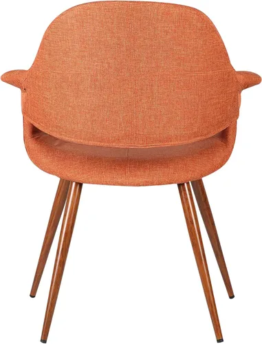 Vista 6 de Armen Living Silla de comedor Phoebe en tela naranja y acabado de madera de nogal