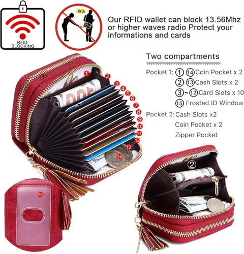 Vista 3 de APHISON RFID - Porta tarjeta de crédito con cremallera carteras pequeñas para mujer en cuero estilo girasol para mujer y niña caja de regalo 1927