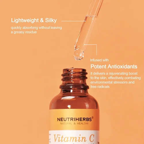 Vista 6 de NEUTRIHERBS Suero de vitamina C para la cara con ácido hialurónico, firme, antienvejecimiento, ilumina, uniforme, piel, cuidado diario de la piel