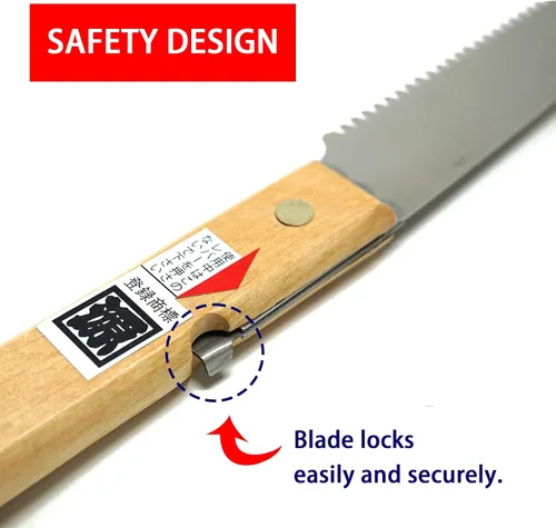 Vista 3 de KAKUGEN JAPAN Sierra plegable con mango de madera natural Japón hecho dientes ligeros con borde de cuchillo