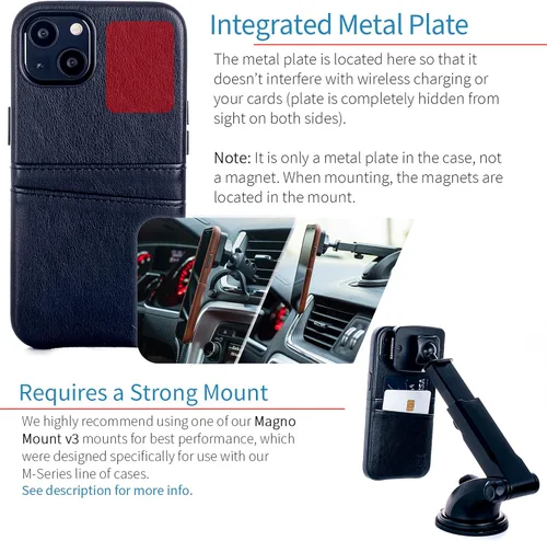 Vista 3 de Dockem Funda tipo cartera para iPhone 13 con placa de metal integrada para montaje magnético y 2 bolsillos para tarjetas de crédito: Exec M2, piel