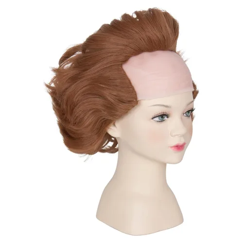 Vista 6 de Miss U Hair - Peluca corta ondulada de caoba para niños, peluca de payaso calvo para niños, pelucas de fiesta de Halloween