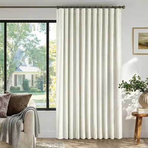 Vista 24 de INOVADAY Cortinas térmicas para puerta corredera 100% opacas para dormitorio, cortinas de puerta corrediza de vidrio extra anchas para patio, lino