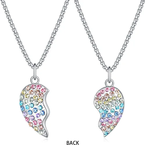 Vista 2 de Collar de mejores amigas para 2, regalos de amistad para 2, arco iris con corazón roto de dos caras para mujer Regalos de BFF para 2