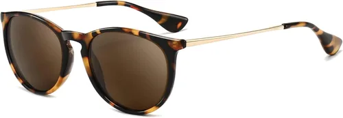 Vista 13 de SUNGAIT Gafas de sol redondas vintage prémium para mujeres y hombres Gradiente ámbar/marrón