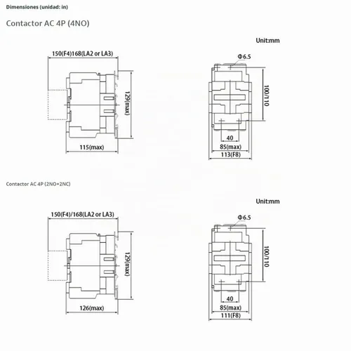 Vista 6 de ATO Contactor de CA de 4 polos 80 Amp 24v 110v 220v Forma de contacto de bobina con base de montaje para riel DIN, iluminación HVAC contactor