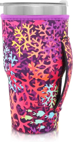 Vista 50 de Fundas Aislantes de Neopreno Portavasos con Asa para Vasos Tumbler de 20oz, Funda Reutilizable para Café Helado Para Tazas de Café de 30oz - 32oz