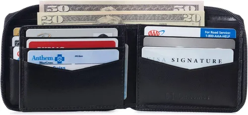 Vista 3 de Alpine Swiss Logan - Cartera plegable con cremallera para hombre o mujer, seguridad RFID, viene en una caja de regalo, cartera Rfid, talla única