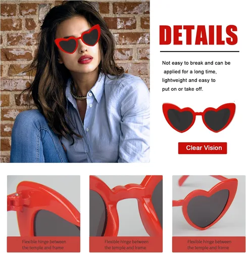 Vista 5 de AEAHALY White Green Blue Purple Pink Heart Sunglasses for Women Colorful Heart Shaped Sunglasses Bulk Party Favor Glasses