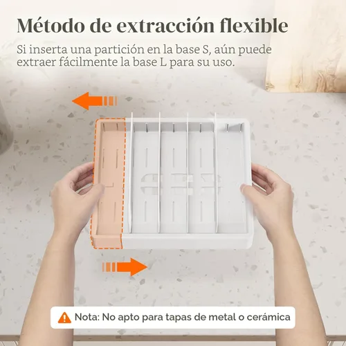 Vista 6 de Lifewit Organizador de armario de cocina para tapa de contenedor de alimentos, soporte de tapas expandibles con 8 divisores ajustables y 9 secciones