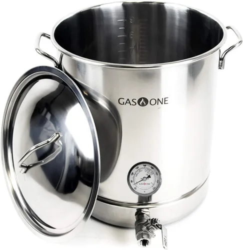 Vista 5 de GasOne - Olla de acero inoxidable de 8 galones, preperforada, 4 piezas, 32 cuartos de galón, parte inferior de tres capas para elaboración