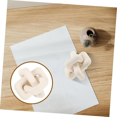 Vista 6 de Adornos de madera, 3 anillos, nudo de madera, decoración de nudo de madera, decoración de eslabones de cadena de madera, decoración de sala